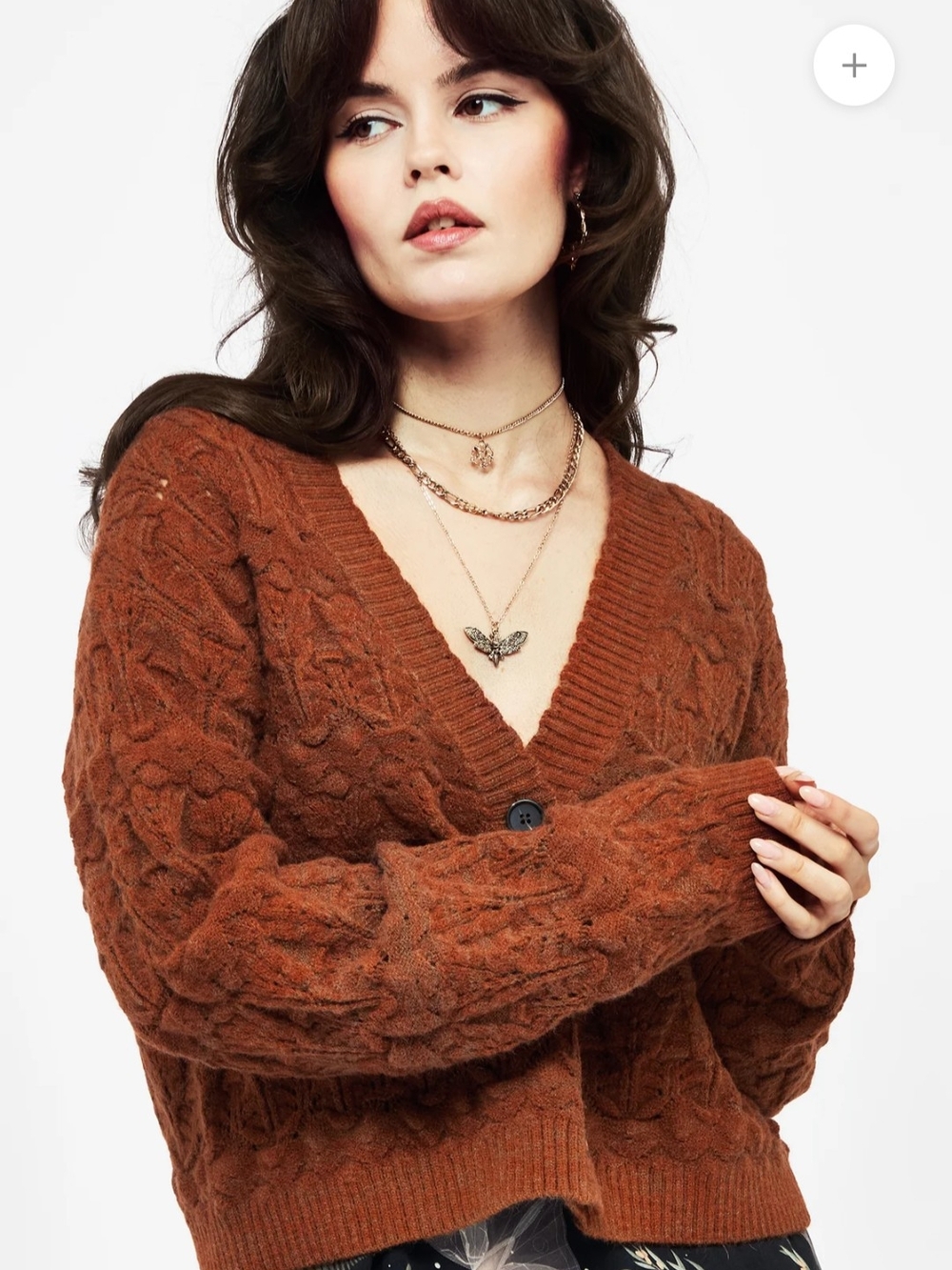 Cadmium Pointelle Knit Cardigan
